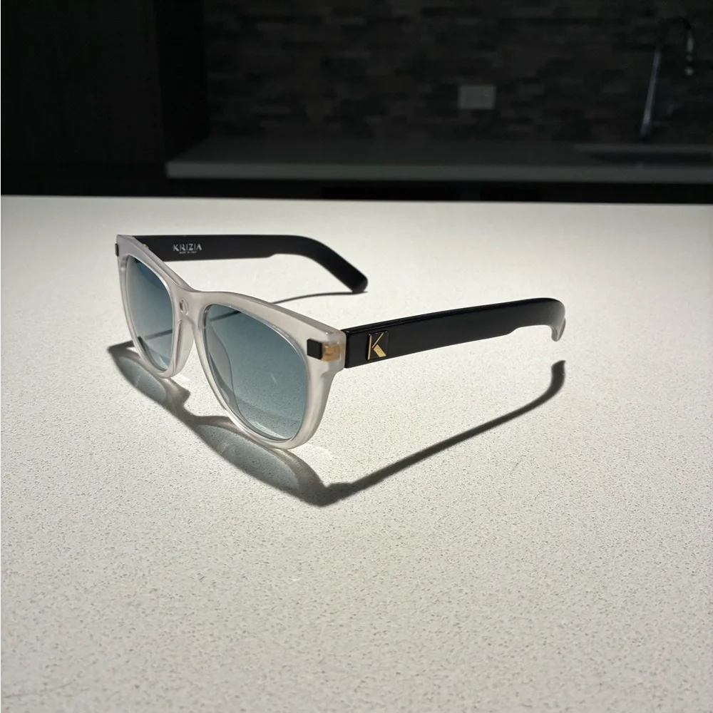 Men's Krizia Black & Frosted/Clear Frame Sunglasses
